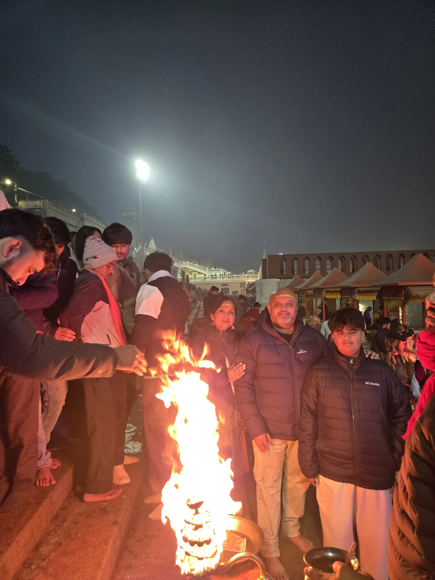 Sandhya Aarti with diya at the ghat